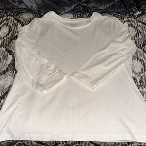 Chico's White Crew Neck 3/4 Sleeve Boxy T-Shirt